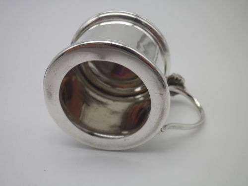 Hallmarked Silver Mustard pot and spoon Original Blue glass liner Birmingham 1935, 1937 33 grms