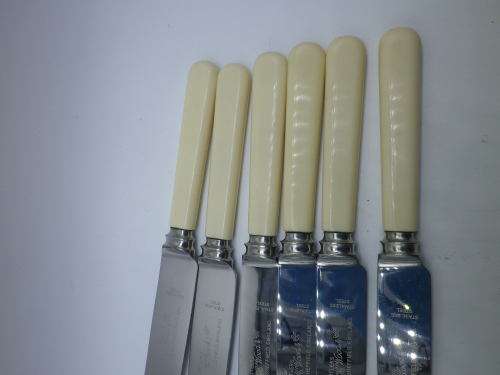 Boxed Vintage Bone handled Knives H Wood, Sheffield England  20.5cm