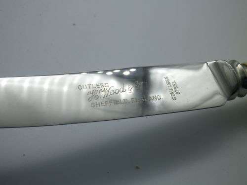 Boxed Vintage Bone handled Knives H Wood, Sheffield England  20.5cm