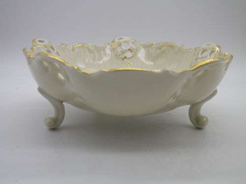 Vintage RC Rosenthal Moliere 3 footed bowl No 2875 with pink roses Kronach Germany 17 x 6.5cm