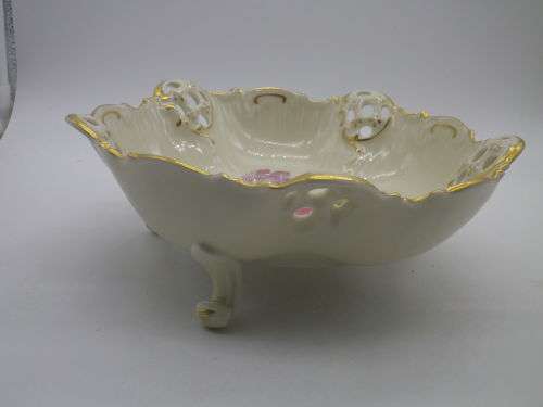 Vintage RC Rosenthal Moliere 3 footed bowl No 2875 with pink roses Kronach Germany 17 x 6.5cm