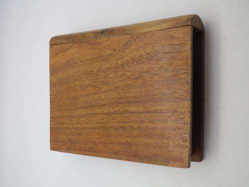 Vintage Wooden Book Shape Double Playing Card Box with Brass inlay