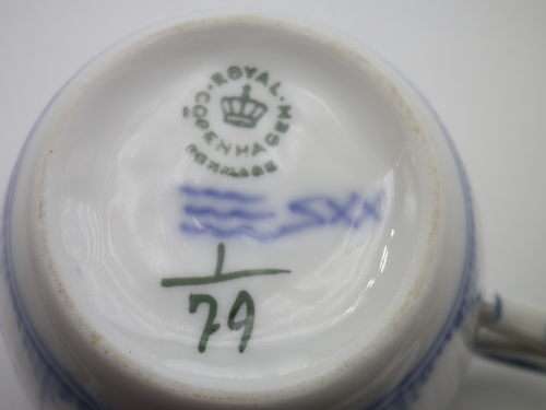 ROYAL COPENHAGEN, Denmark Blue and White Cup and Saucer . No: 1/79