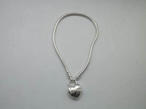 PANDORA STERLING SILVER bracelet with `You are Loved` heart shaped clasp Boxed Mint condition