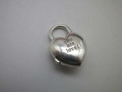 PANDORA STERLING SILVER bracelet with `You are Loved` heart shaped clasp Boxed Mint condition