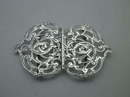 Hallmarked Sterling Silver Nurse`s Buckle Birmingham 1901 Murrle Bennet and Co 9cm x 5.5cm 29g