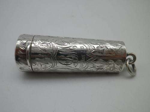 Antique Hallmarked Silver Gilt Chatelaine Cheroot Case London 1907 Oppenheimer, Sekel andCo 7cm13g