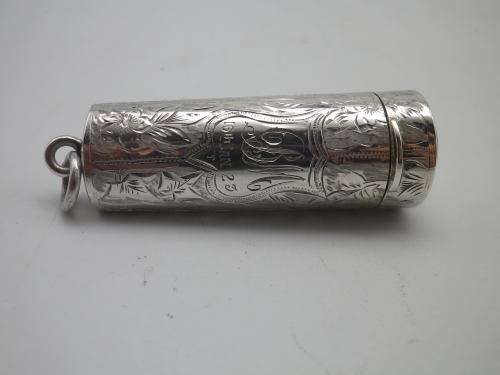 Antique Hallmarked Silver Gilt Chatelaine Cheroot Case London 1907 Oppenheimer, Sekel andCo 7cm13g