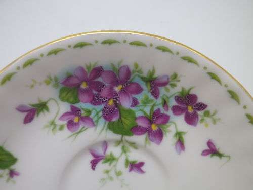 ROYAL ALBERT MINIATURE`VIOLETS` FEBRUARY `FLOWER OF THE MONTH SERIES` DUO