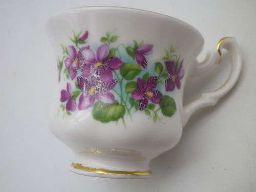 ROYAL ALBERT MINIATURE`VIOLETS` FEBRUARY `FLOWER OF THE MONTH SERIES` DUO