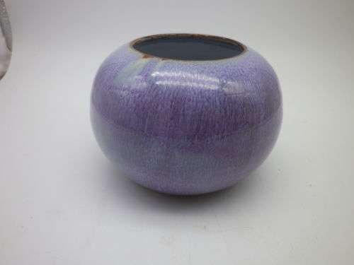 LINNWARE LILAC PUPLE Round Vase South African Pottery.RARE!! 7 x 10cm