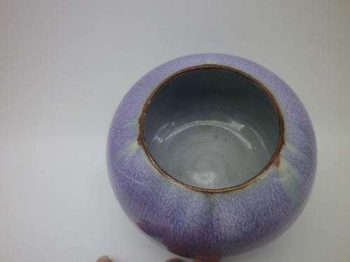 LINNWARE LILAC PUPLE Round Vase South African Pottery.RARE!! 7 x 10cm