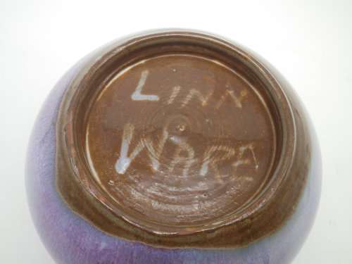 LINNWARE LILAC PUPLE Round Vase South African Pottery.RARE!! 7 x 10cm