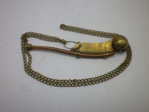 Vintage BOSSUNS BRASS & COPPER WHISTLE.with chain Excellent Condition- Works