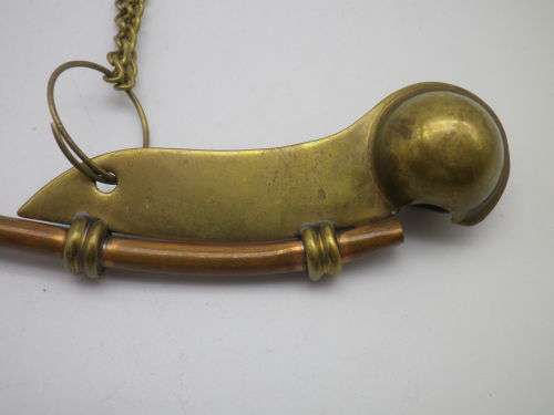 Vintage BOSSUNS BRASS & COPPER WHISTLE.with chain Excellent Condition- Works