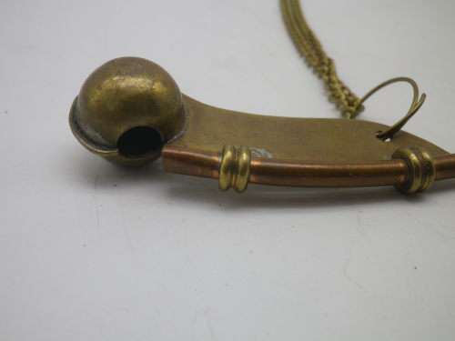 Vintage BOSSUNS BRASS & COPPER WHISTLE.with chain Excellent Condition- Works
