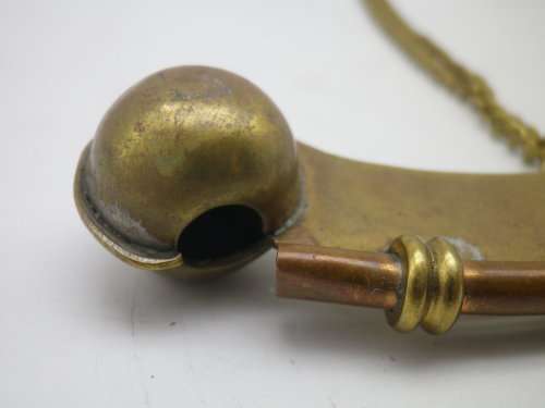 Vintage BOSSUNS BRASS & COPPER WHISTLE.with chain Excellent Condition- Works