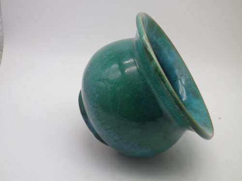 LINNWARE Green Glaze bowl. 8.5 high x 12cm across top