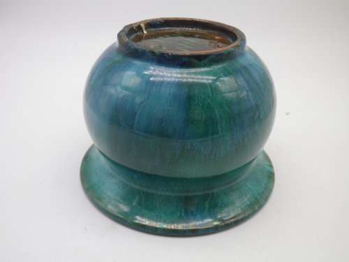 LINNWARE Green Glaze bowl. 8.5 high x 12cm across top