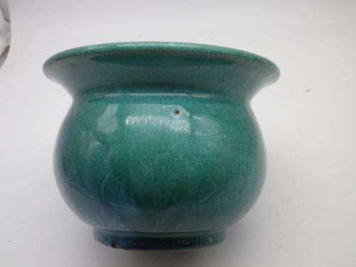 LINNWARE Green Glaze bowl. 8.5 high x 12cm across top