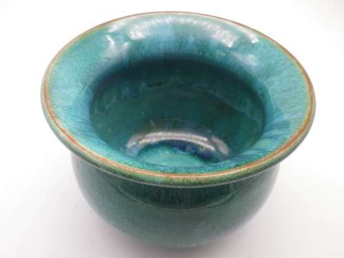 LINNWARE Green Glaze bowl. 8.5 high x 12cm across top