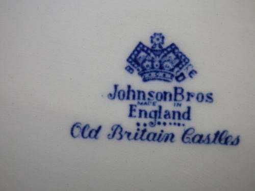 Johnson Bros Blue & White Platter, England Old Britain Castles Design 34 x 28.5cm