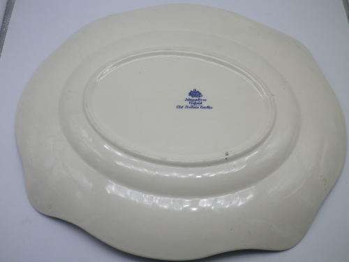 Johnson Bros Blue & White Platter, England Old Britain Castles Design 34 x 28.5cm