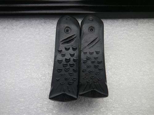 Handsome pair Chinese crackle glaze porcelain rice bowls with carved ebony chopsticks & stand.