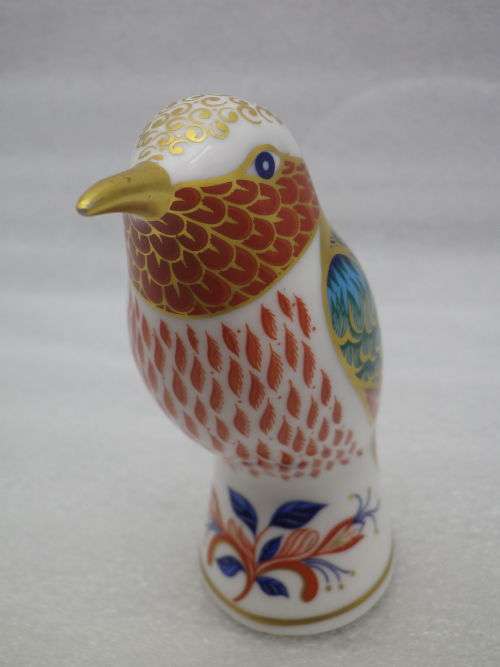Royal Crown Derby Paperweight. KINGFISHER SILVER stopper