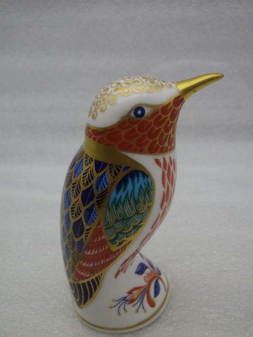 Royal Crown Derby Paperweight. KINGFISHER SILVER stopper