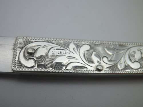 Sterling Silver Vintage knife & letter opener combo. Lovely chased detail. 17cm
