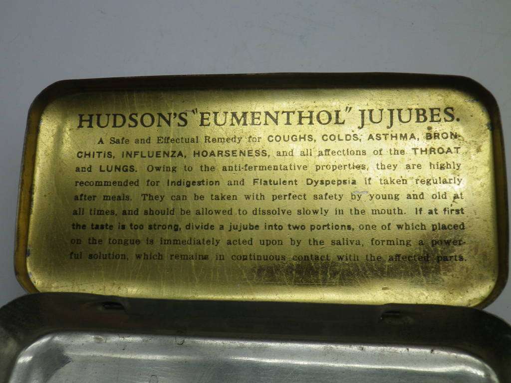 Vintage Hudson`s Eumenthol Jujubes tin