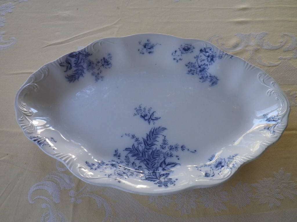 Antique WH Grindley & Co England `Unique` Flow Blue Semi Porcelain Serving platter. RARE!!