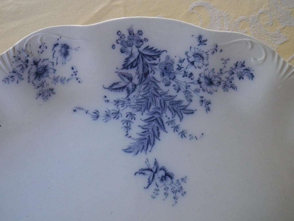 Antique WH Grindley & Co England `Unique` Flow Blue Semi Porcelain Serving platter. RARE!!