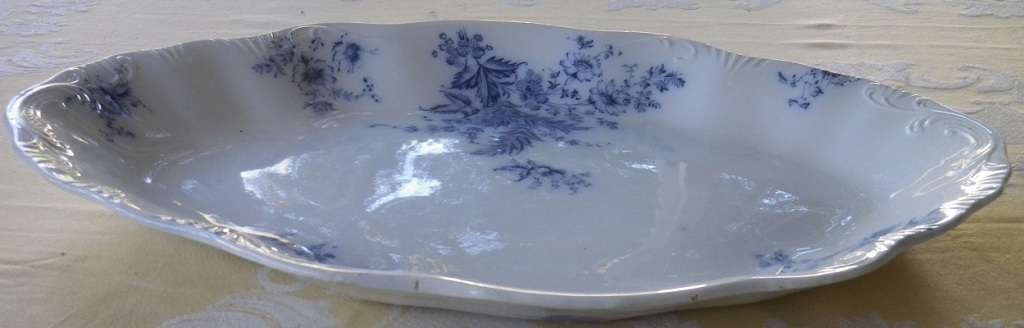 Antique WH Grindley & Co England `Unique` Flow Blue Semi Porcelain Serving platter. RARE!!