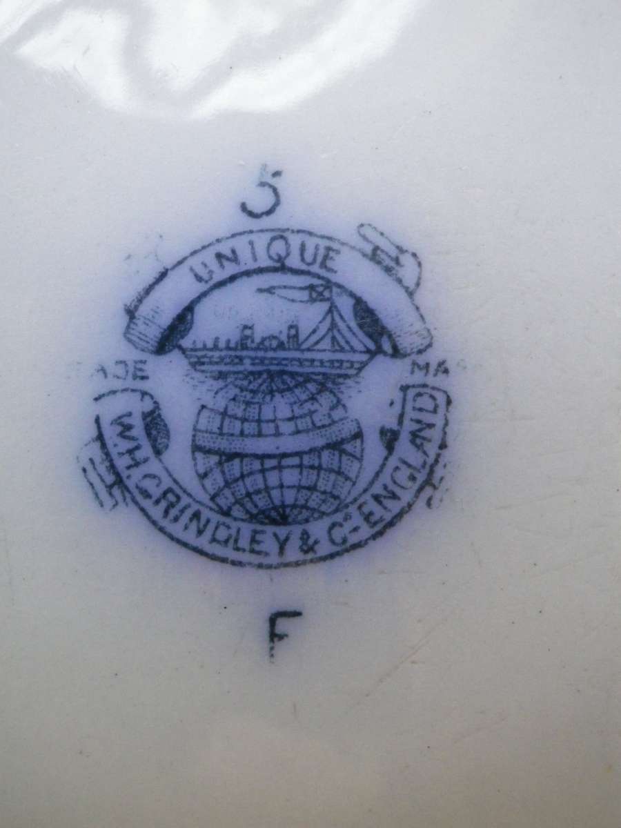 Antique WH Grindley & Co England `Unique` Flow Blue Semi Porcelain Serving platter. RARE!!