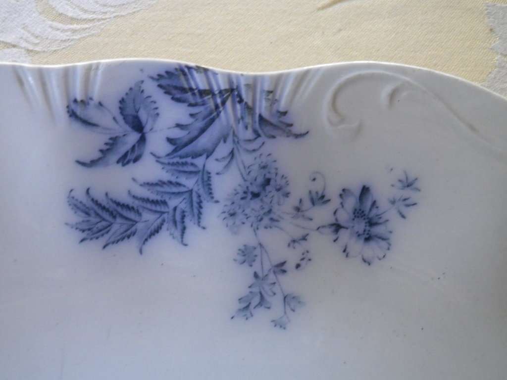 Antique WH Grindley & Co England `Unique` Flow Blue Semi Porcelain Serving platter. RARE!!