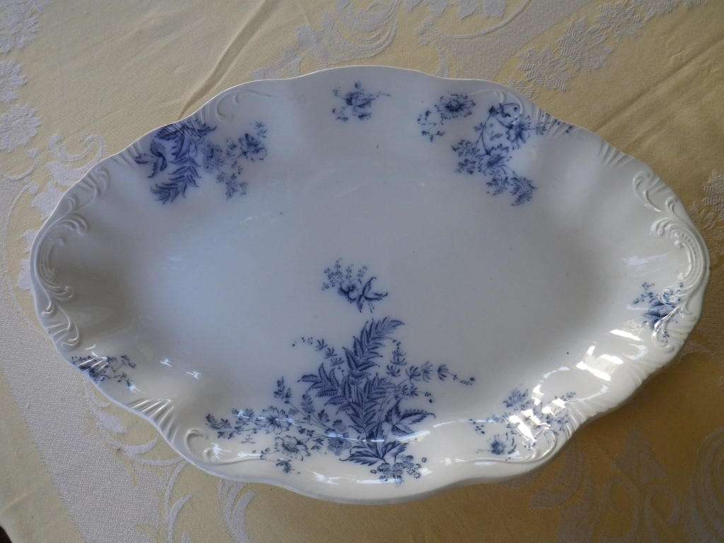 Antique WH Grindley & Co England `Unique` Flow Blue Semi Porcelain Serving platter. RARE!!