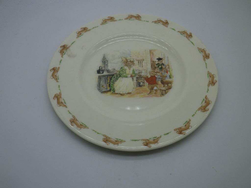 FOR MERIDIAM ONLY PLEASE! BUNNYKINS,  Royal Doulton Large Plate 20cm. Bunnies having breakfast