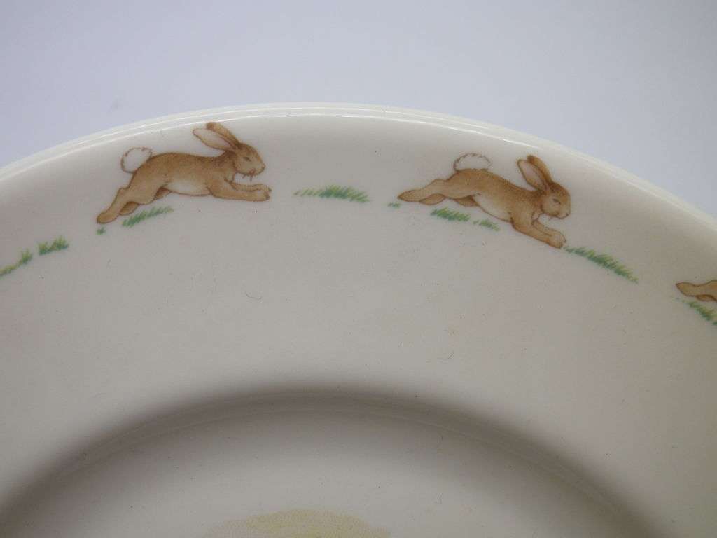 FOR MERIDIAM ONLY!! Royal Doulton BUNNYKINS Large Plate 20cm. Bunnies buy train tickets