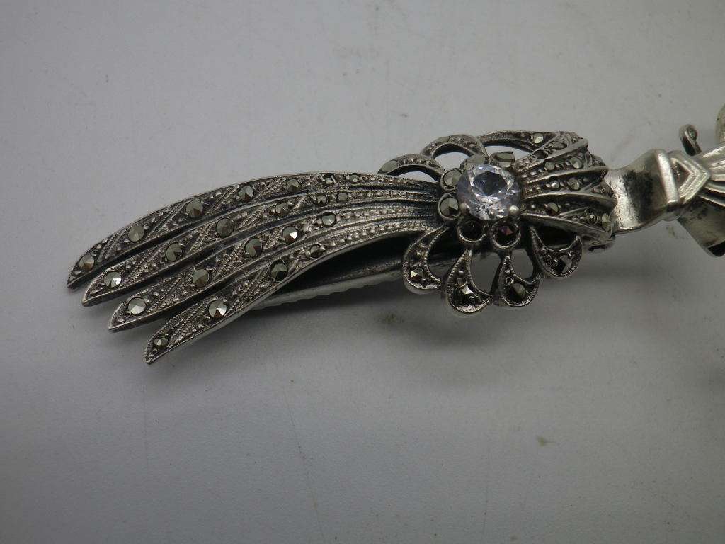 FOR ANDREA ONLY PLEASE!! Victorian Silver, Marcasite & Crystal Folding LORGNETTE Opera Glasses