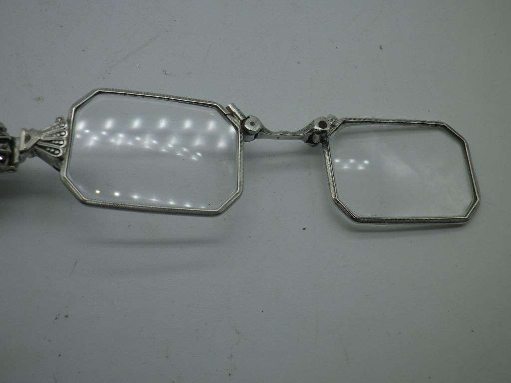 FOR ANDREA ONLY PLEASE!! Victorian Silver, Marcasite & Crystal Folding LORGNETTE Opera Glasses