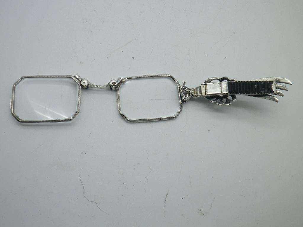 FOR ANDREA ONLY PLEASE!! Victorian Silver, Marcasite & Crystal Folding LORGNETTE Opera Glasses