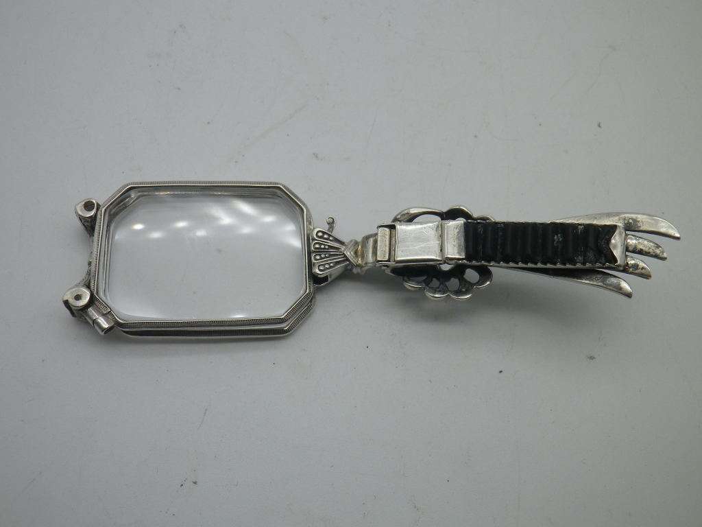 FOR ANDREA ONLY PLEASE!! Victorian Silver, Marcasite & Crystal Folding LORGNETTE Opera Glasses