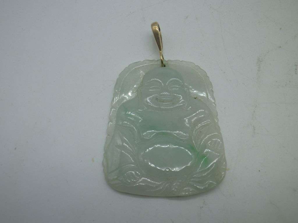 FOR SHAUN ONLY PLEASE!!!  Vintage JADE LARGE BUDDHA PENDANT with 9ct gold bale. 5x 4cm