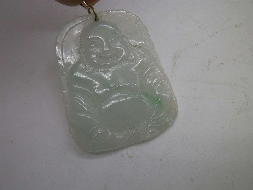 FOR SHAUN ONLY PLEASE!!!  Vintage JADE LARGE BUDDHA PENDANT with 9ct gold bale. 5x 4cm