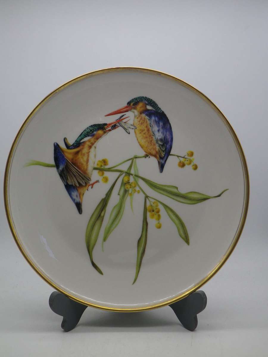 HERITAGE PORCELAIN MALACHITE KINGFISHER Ltd Ed DISPLAY PLATE. 23cm