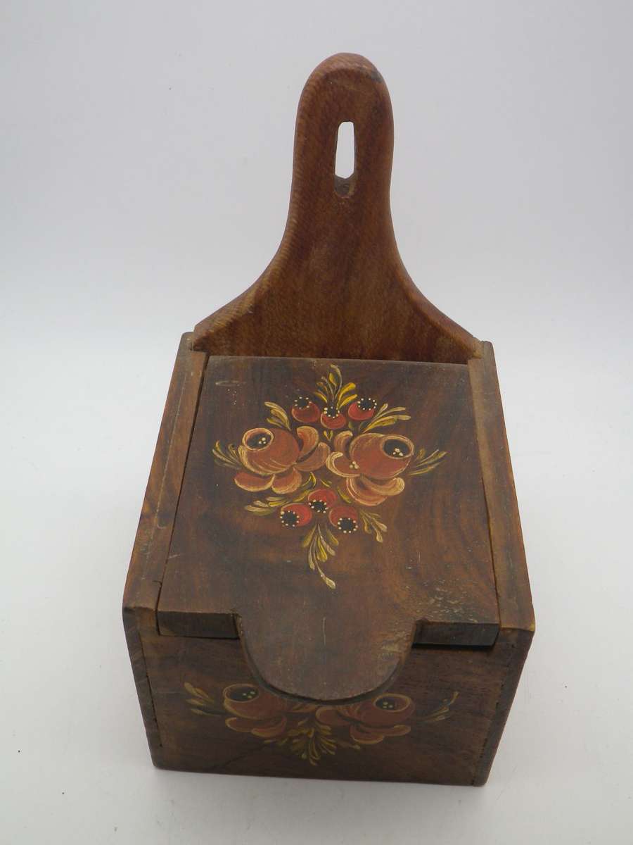 Vintage Wooden SALT BOX, German Handpainted.