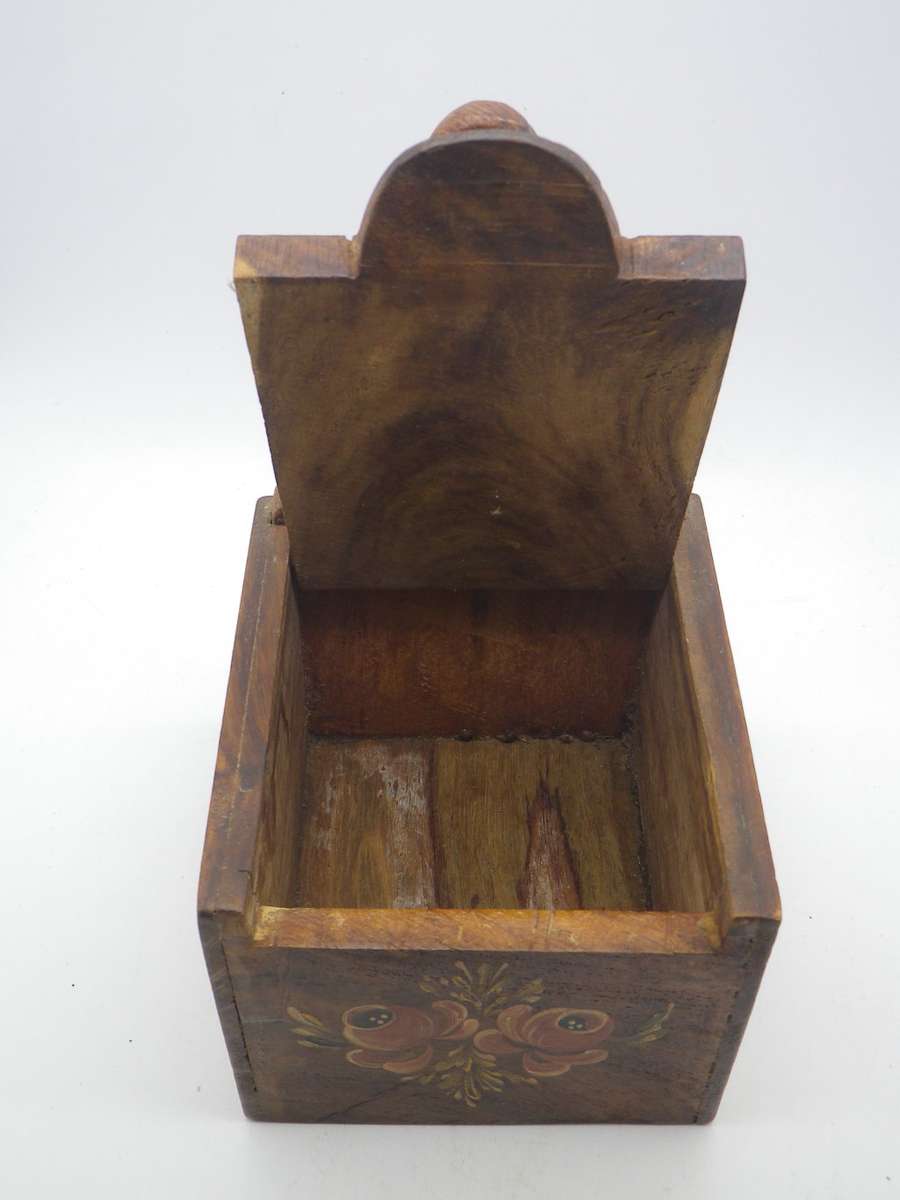 Vintage Wooden SALT BOX, German Handpainted.