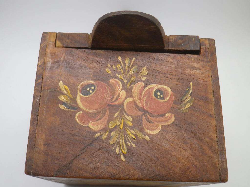 Vintage Wooden SALT BOX, German Handpainted.